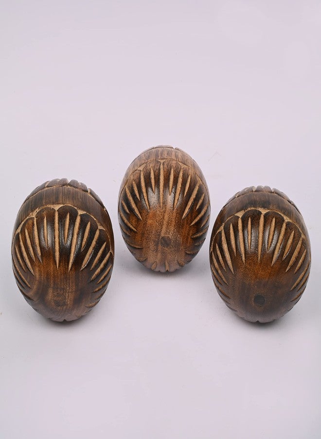 EDHAS Decorative Mango Wood Round Balls Set of 3 for Centerpiece or Individual Use Ideal for Use in Tray Bowl or Basket Decor - Image 3